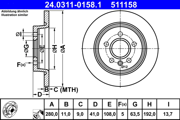 Brake Disc - 24.0311-0158.1 ATE