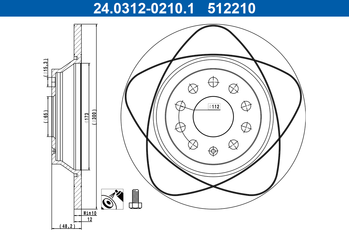 Brake Disc - 24.0312-0210.1 ATE