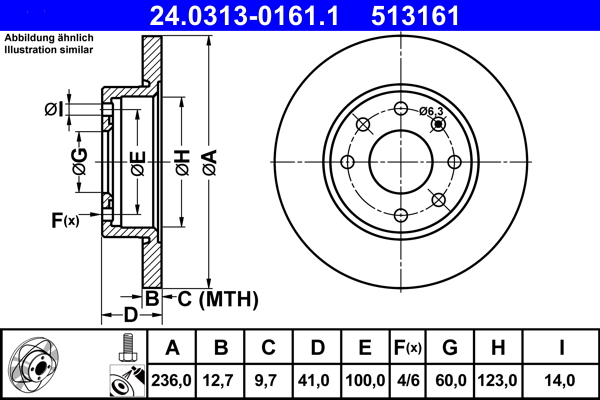 Brake Disc - 24.0313-0161.1 ATE