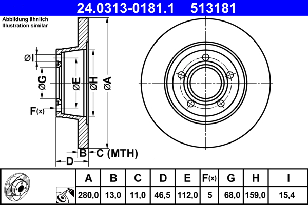 Brake Disc - 24.0313-0181.1 ATE