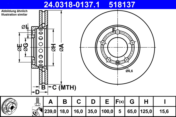 Brake Disc - 24.0318-0137.1 ATE