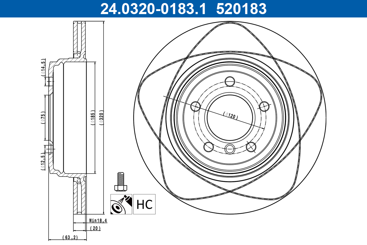 Bremsscheibe - 24.0320-0183.1 ATE