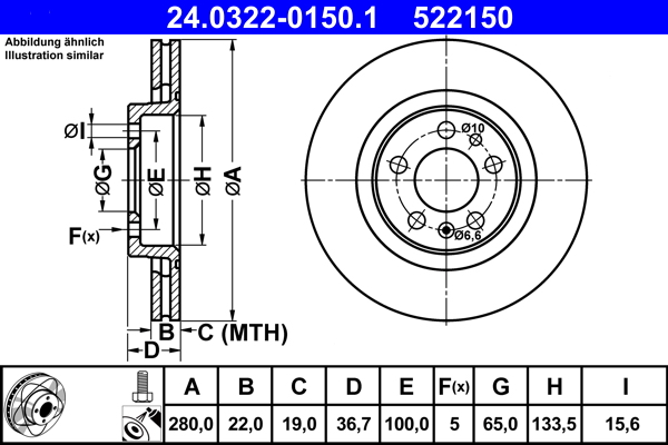 Brake Disc - 24.0322-0150.1 ATE