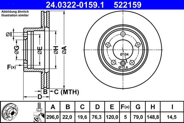 Bremsscheibe - 24.0322-0159.1 ATE