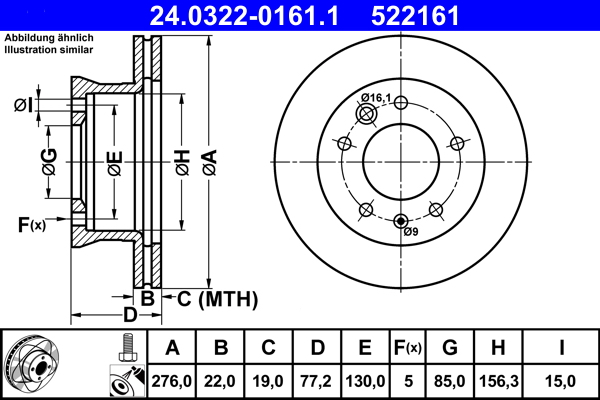 Brake Disc - 24.0322-0161.1 ATE