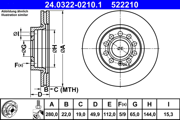 Brake Disc - 24.0322-0210.1 ATE