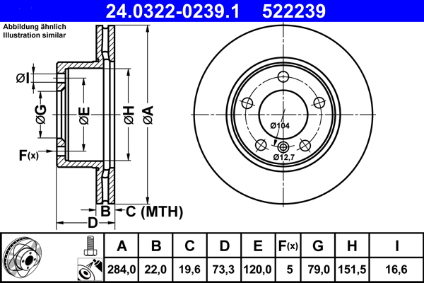 Brake Disc - 24.0322-0239.1 ATE