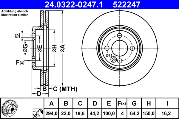 Brake Disc - 24.0322-0247.1 ATE