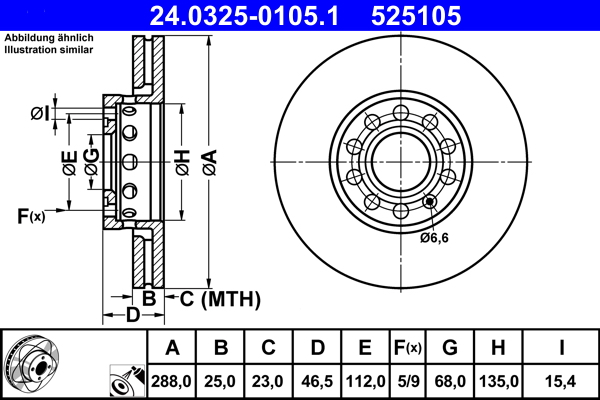 Brake Disc - 24.0325-0105.1 ATE