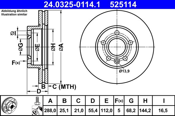 Bremsscheibe - 24.0325-0114.1 ATE