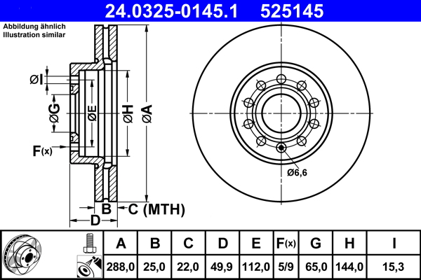 Brake Disc - 24.0325-0145.1 ATE