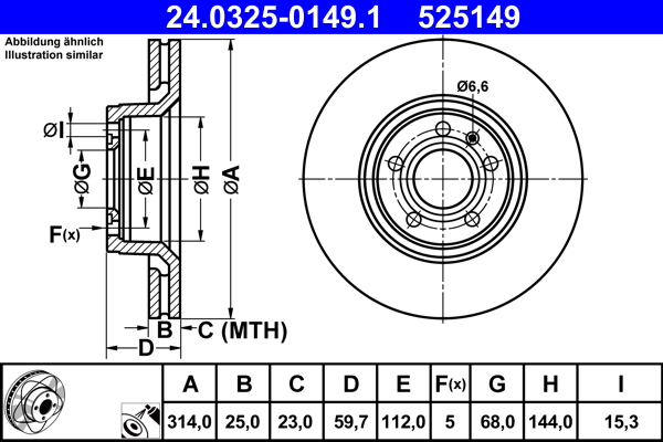 Brake Disc - 24.0325-0149.1 ATE