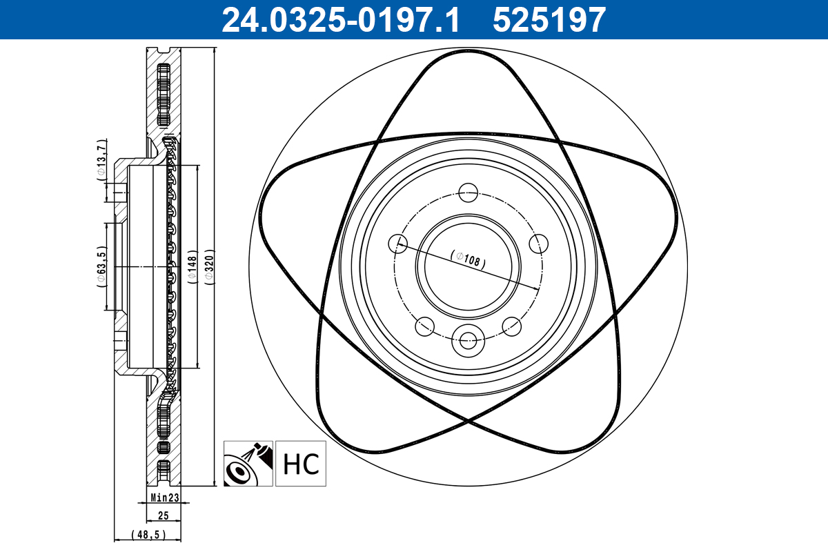 Brake Disc - 24.0325-0197.1 ATE