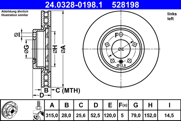 Brake Disc - 24.0328-0198.1 ATE