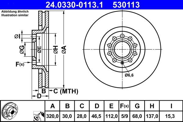 Brake Disc - 24.0330-0113.1 ATE