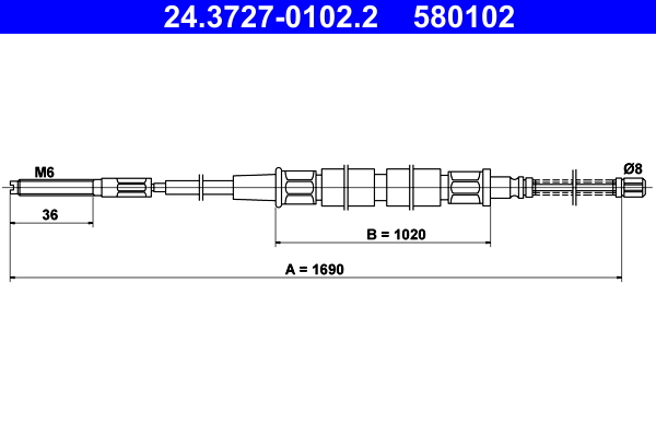 Cable, parking brake - 24.3727-0102.2 ATE