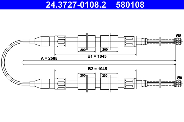 Cable, parking brake - 24.3727-0108.2 ATE
