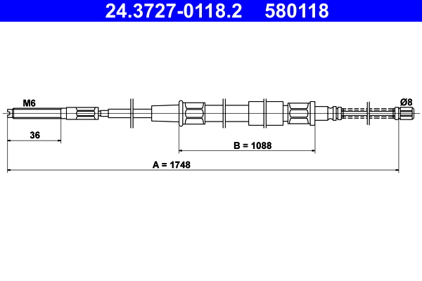Cable, parking brake - 24.3727-0118.2 ATE