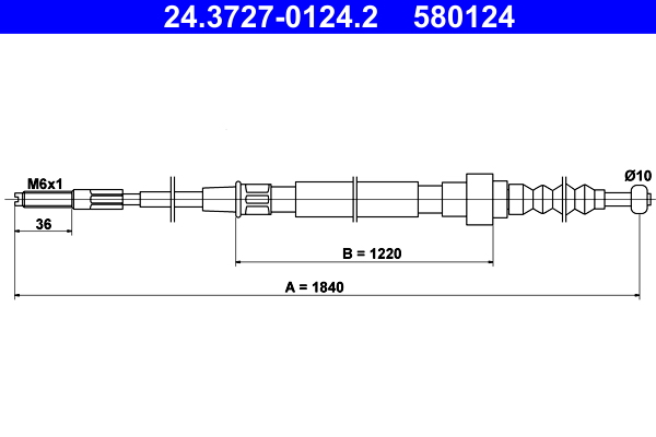 Cable, parking brake - 24.3727-0124.2 ATE