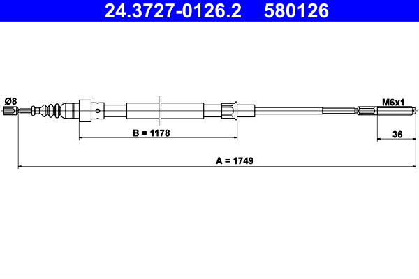 Cable, parking brake - 24.3727-0126.2 ATE