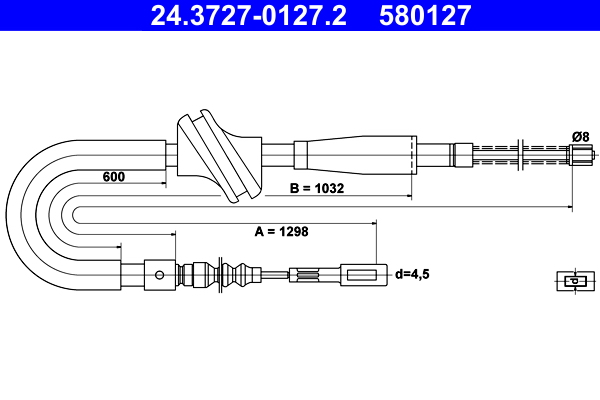 Cable, parking brake - 24.3727-0127.2 ATE