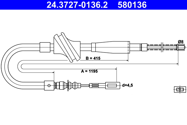 Cable, parking brake - 24.3727-0136.2 ATE