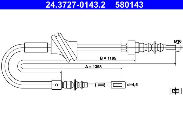 Cable, parking brake - 24.3727-0143.2 ATE