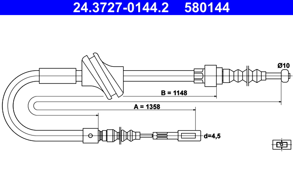 Cable, parking brake - 24.3727-0144.2 ATE