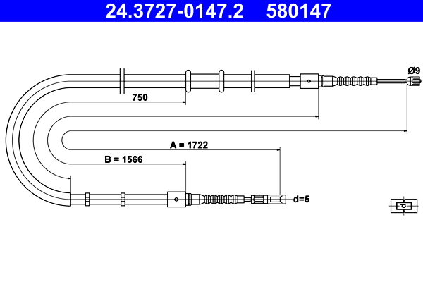 Cable, parking brake - 24.3727-0147.2 ATE