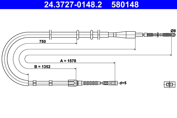 Cable, parking brake - 24.3727-0148.2 ATE
