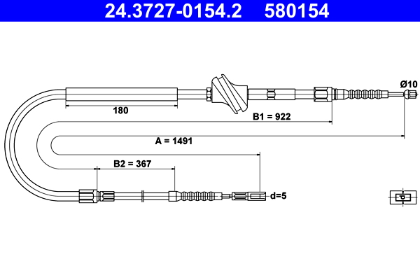 Cable, parking brake - 24.3727-0154.2 ATE