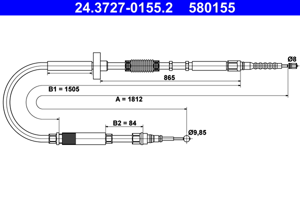 Cavo comando, Freno stazionamento - 24.3727-0155.2 ATE