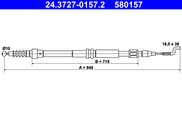 Cable, parking brake - 24.3727-0157.2 ATE