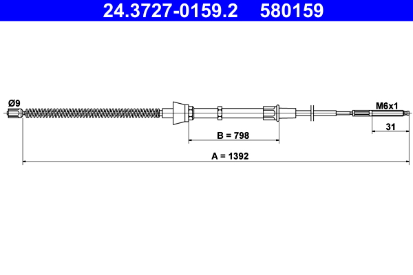 Cable, parking brake - 24.3727-0159.2 ATE