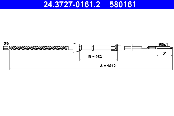 Cavo comando, Freno stazionamento - 24.3727-0161.2 ATE