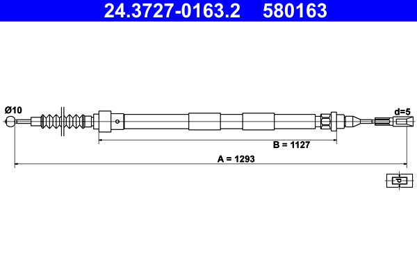 Cable, parking brake - 24.3727-0163.2 ATE