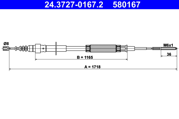 Cavo comando, Freno stazionamento - 24.3727-0167.2 ATE