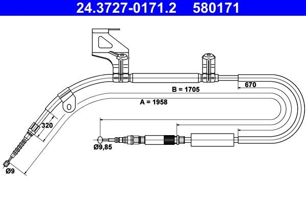 Cable, parking brake - 24.3727-0171.2 ATE