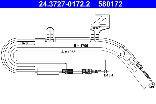 Cavo comando, Freno stazionamento - 24.3727-0172.2 ATE