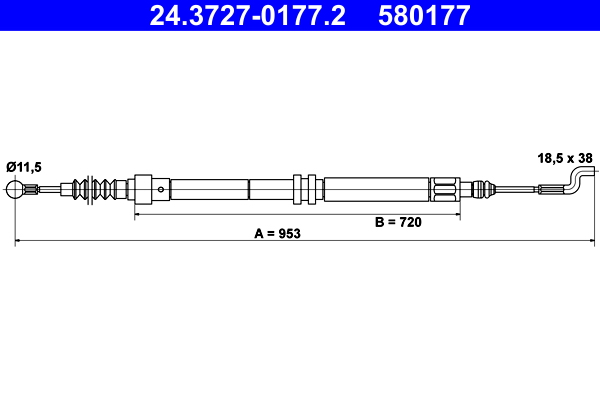Cable, parking brake - 24.3727-0177.2 ATE