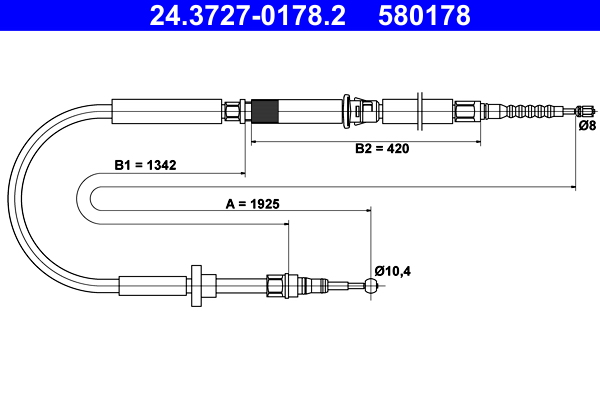 Cavo comando, Freno stazionamento - 24.3727-0178.2 ATE