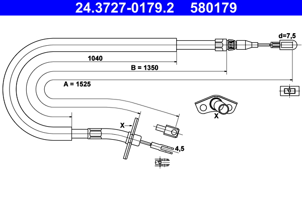 Cavo comando, Freno stazionamento - 24.3727-0179.2 ATE