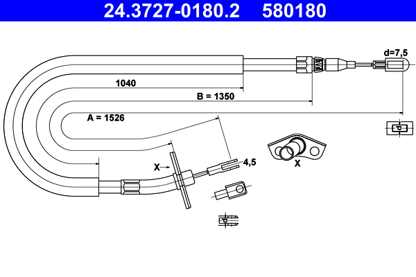 Cavo comando, Freno stazionamento - 24.3727-0180.2 ATE