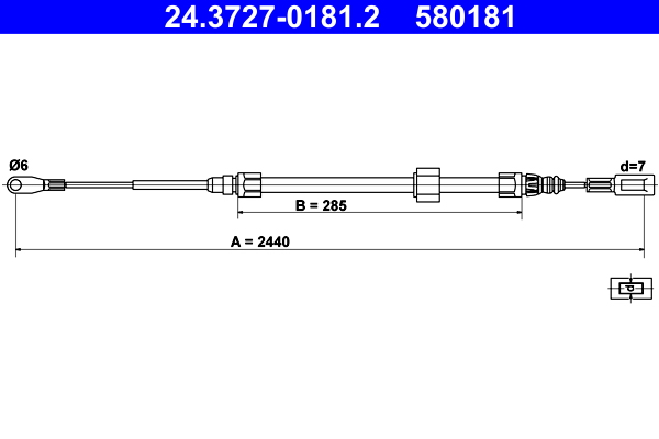 Cavo comando, Freno stazionamento - 24.3727-0181.2 ATE