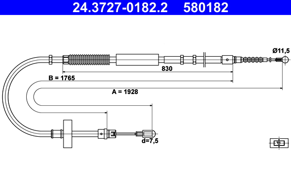 Cable, parking brake - 24.3727-0182.2 ATE