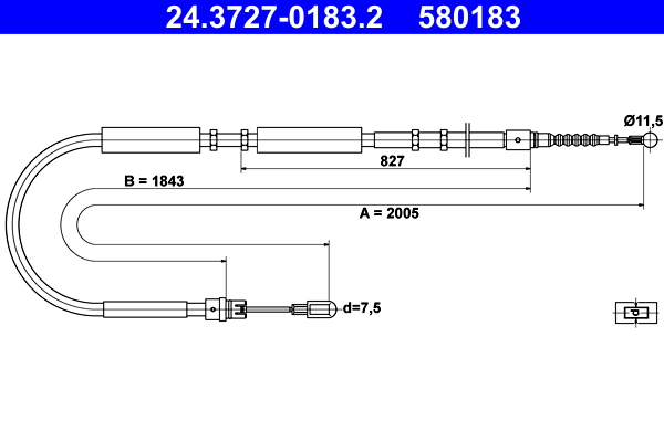 Cable, parking brake - 24.3727-0183.2 ATE