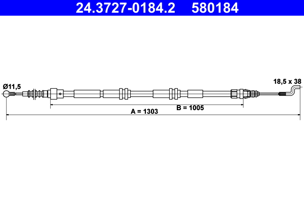 Cable, parking brake - 24.3727-0184.2 ATE