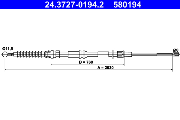 Cavo comando, Freno stazionamento - 24.3727-0194.2 ATE