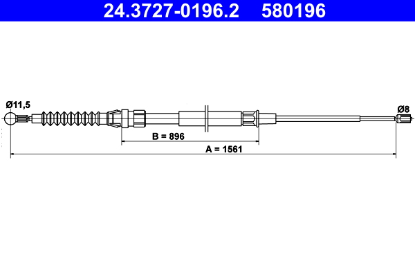 Cavo comando, Freno stazionamento - 24.3727-0196.2 ATE