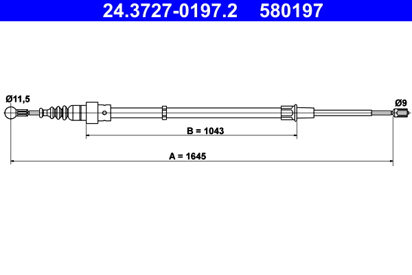Cable, parking brake - 24.3727-0197.2 ATE
